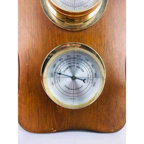 Vintage MCM Springfield Weather Station Wooden Wall Mounted Eagle Finial Topper - Picture 6 of 8